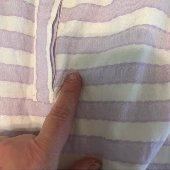 Southern Tide Corrine striped purple/white shift dress/fringe hem-woman’s small - Picture 11 of 11